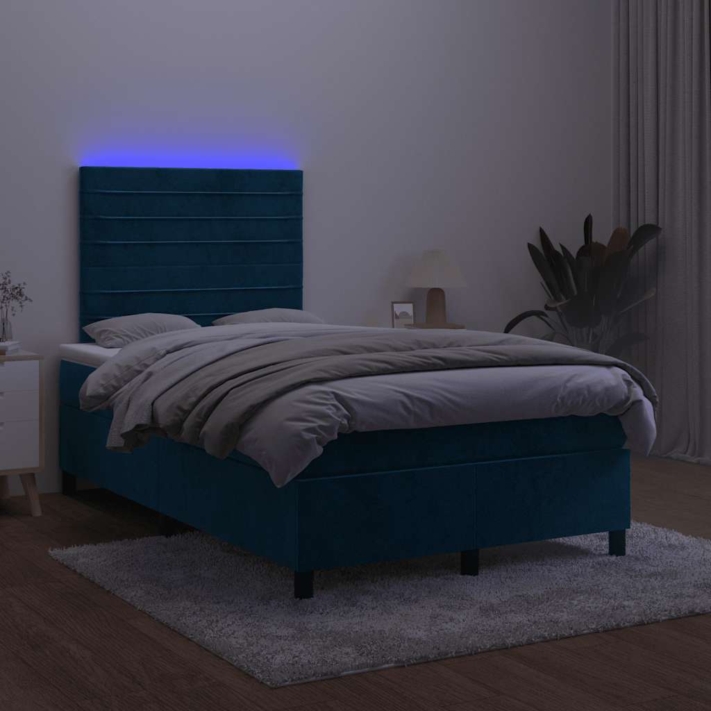 Boxspringbett mit Matratze & LED Dunkelblau 120x200 cm Samt