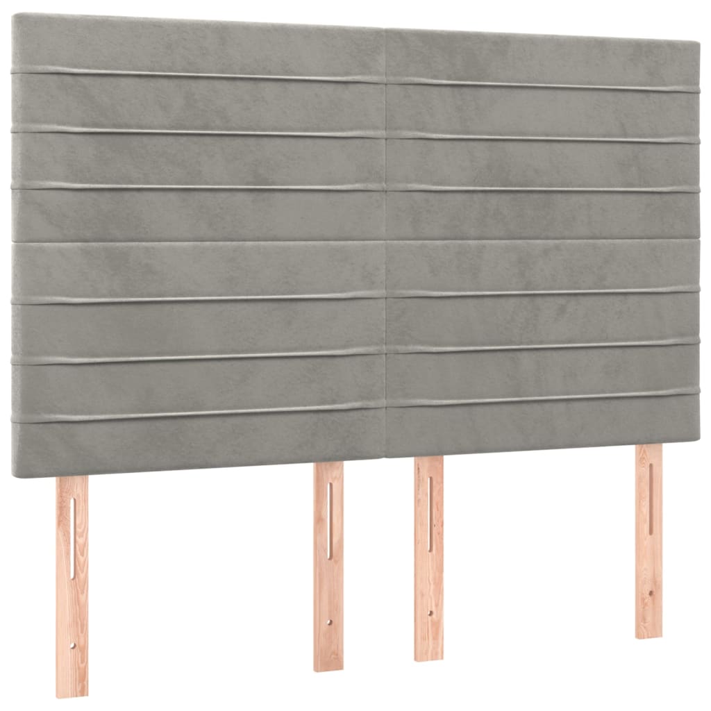 Boxspringbett mit Matratze & LED Hellgrau 140x190 cm Samt
