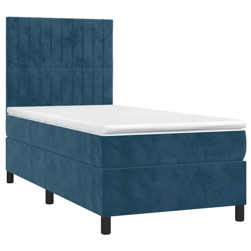 Boxspringbett mit Matratze & LED Dunkelblau 100x200 cm Samt