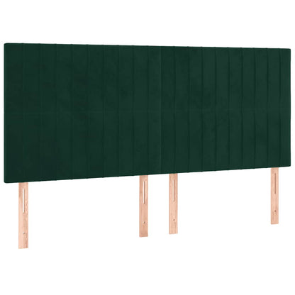 Boxspringbett mit Matratze & LED Dunkelgrün 200x200 cm Samt