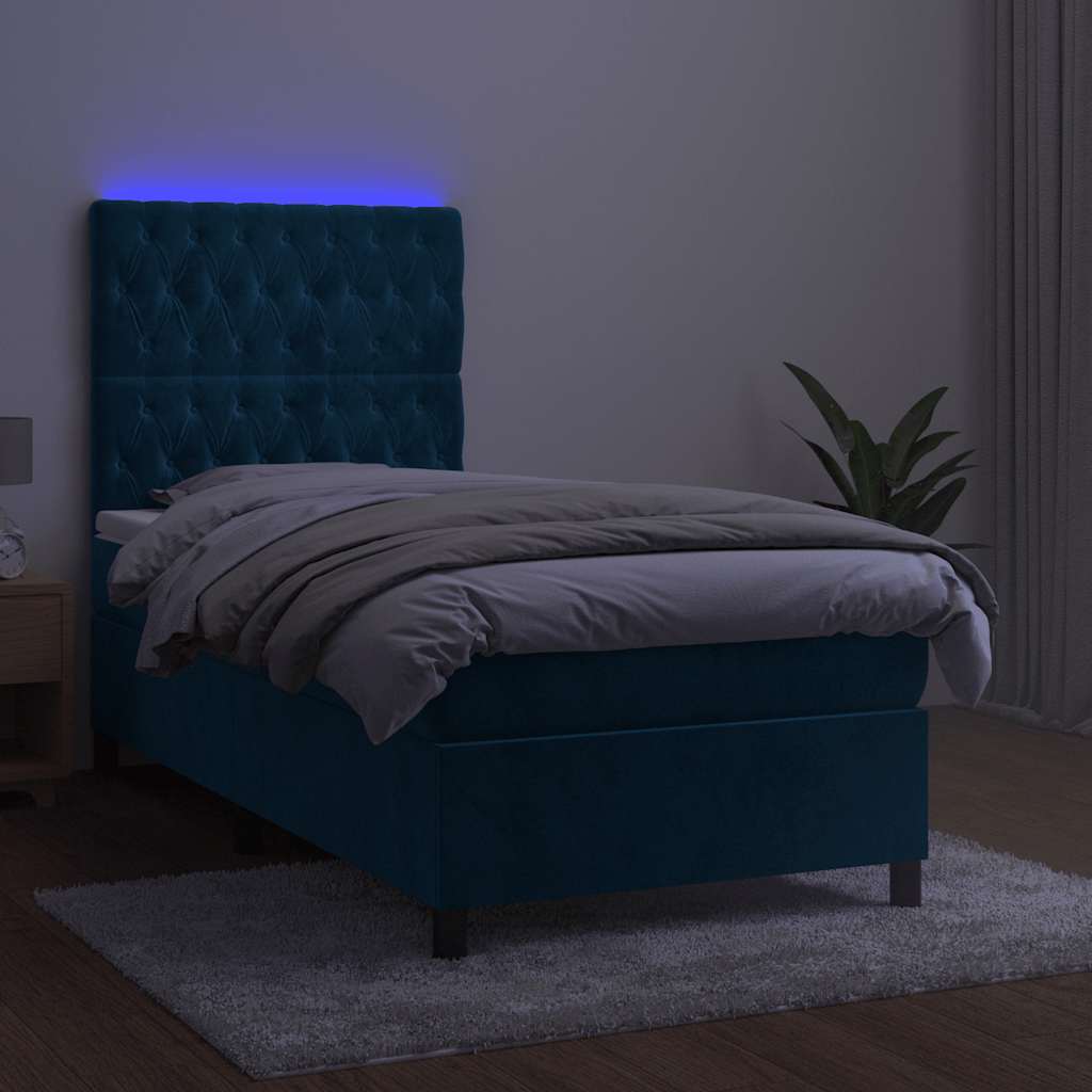 Boxspringbett mit Matratze & LED Dunkelblau 80x200 cm Samt