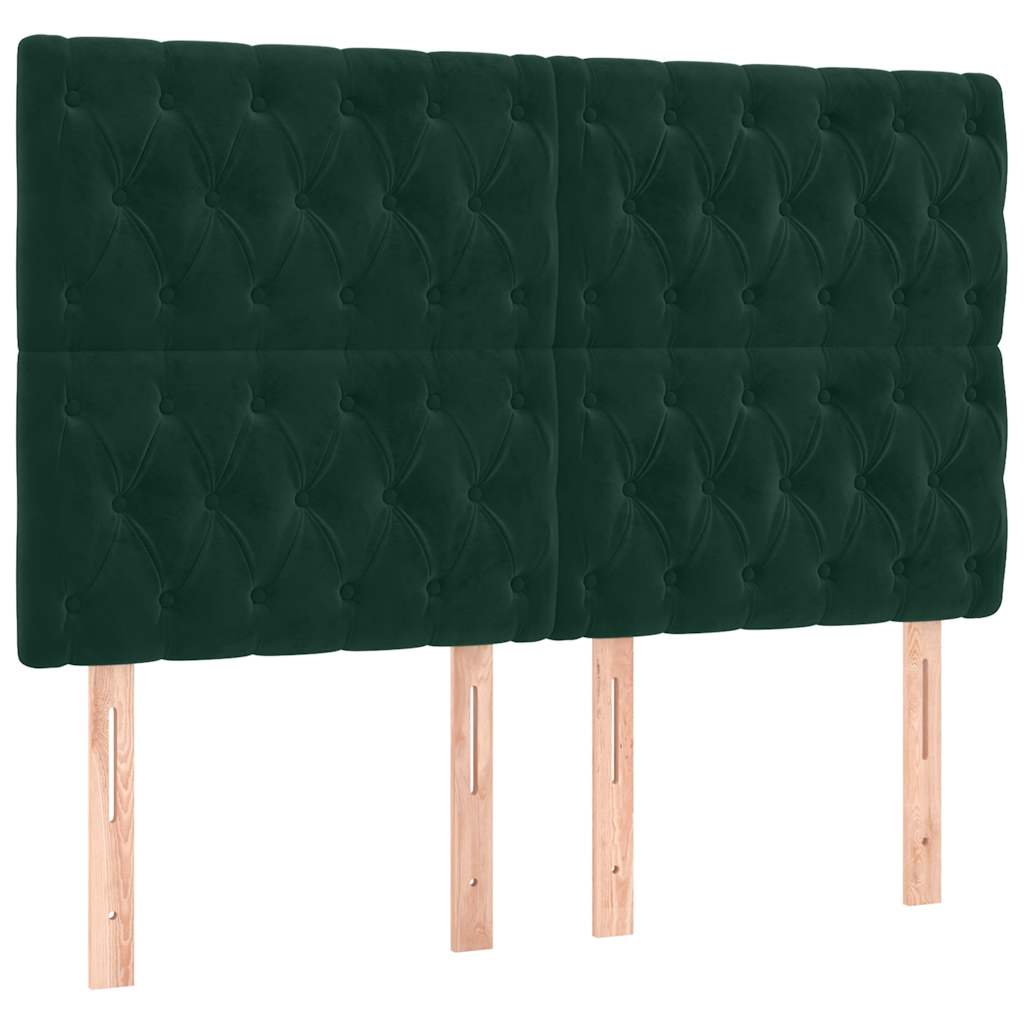 Boxspringbett mit Matratze & LED Dunkelgrün 140x190 cm Samt