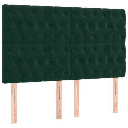 Boxspringbett mit Matratze & LED Dunkelgrün 140x200 cm Samt