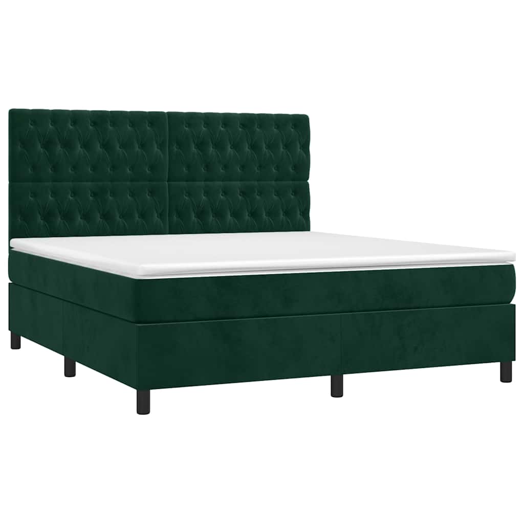 Boxspringbett mit Matratze & LED Dunkelgrün 180x200 cm Samt