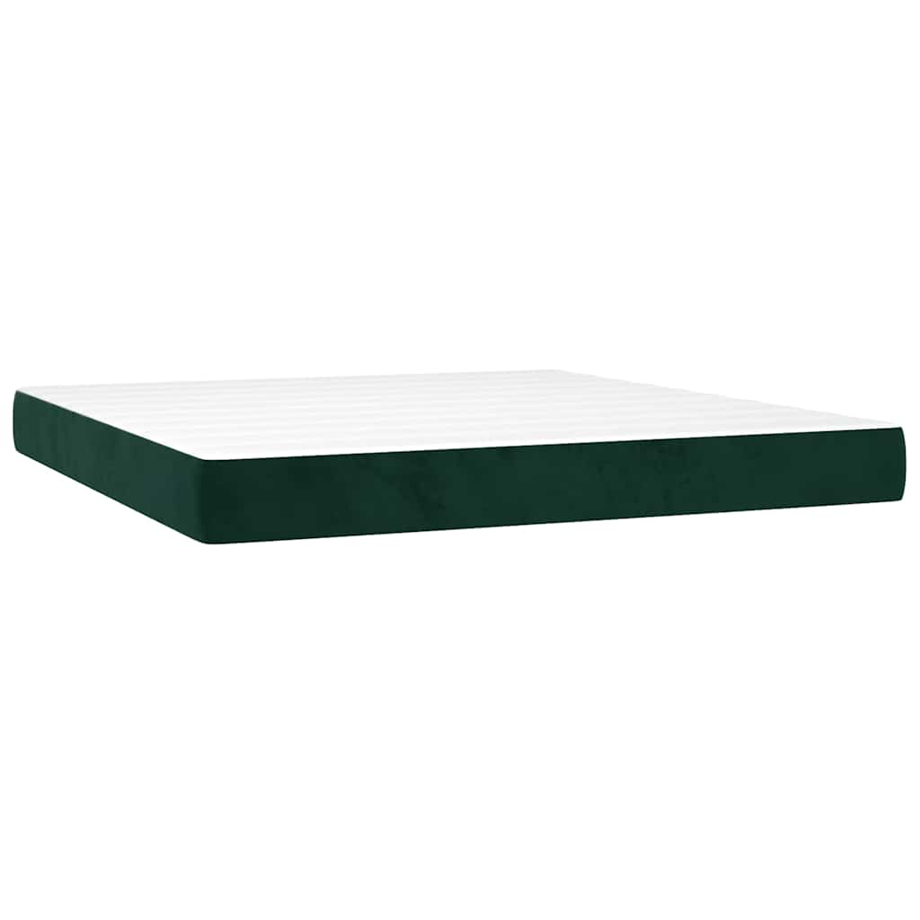 Boxspringbett mit Matratze & LED Dunkelgrün 180x200 cm Samt
