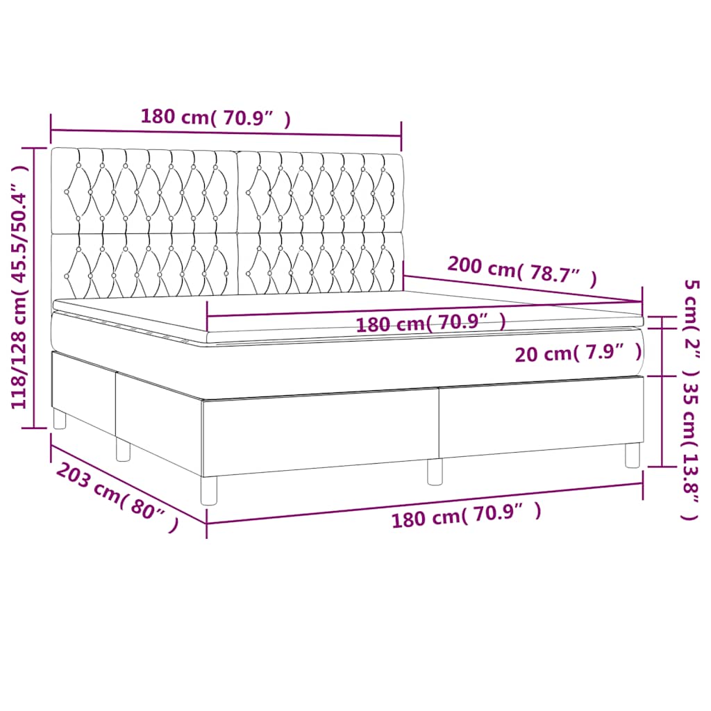 Boxspringbett mit Matratze & LED Dunkelgrün 180x200 cm Samt