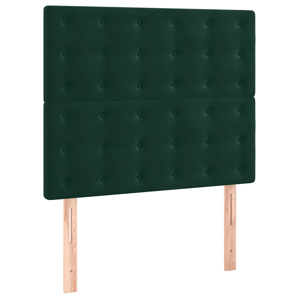 Boxspringbett mit Matratze & LED Dunkelgrün 80x200 cm Samt