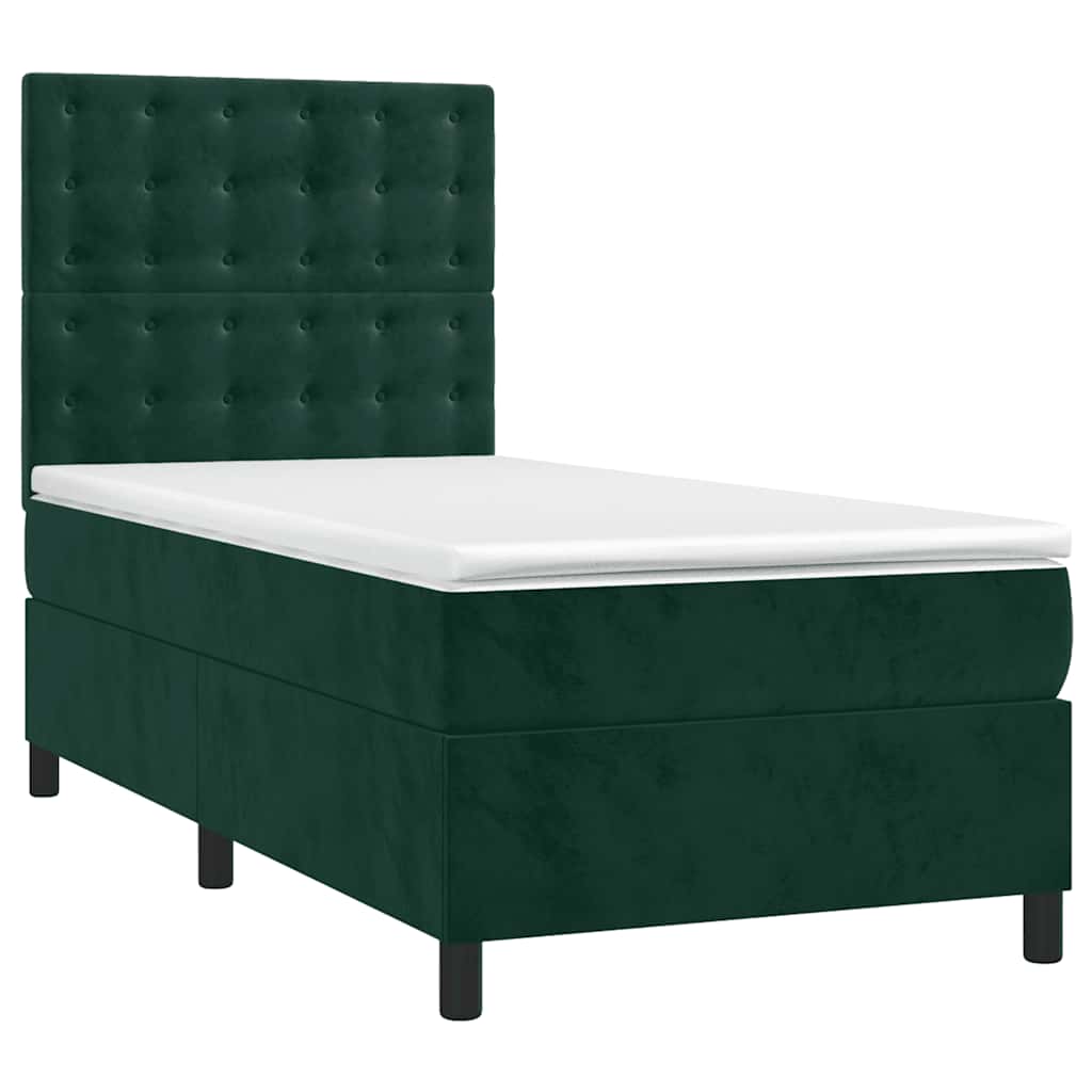 Boxspringbett mit Matratze & LED Dunkelgrün 100x200 cm Samt