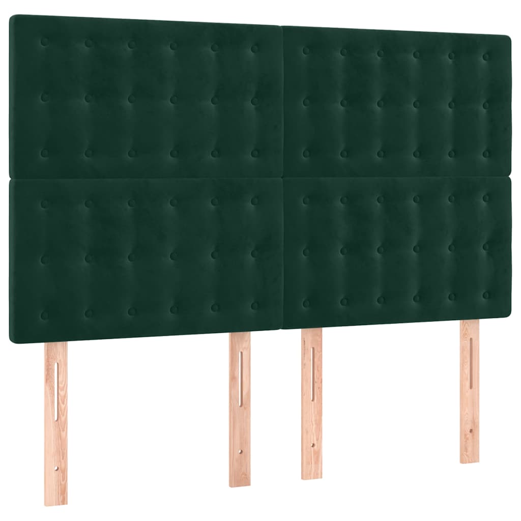 Boxspringbett mit Matratze & LED Dunkelgrün 140x190 cm Samt