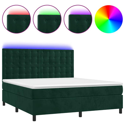 Boxspringbett mit Matratze & LED Dunkelgrün 180x200 cm Samt