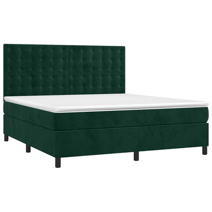 Boxspringbett mit Matratze & LED Dunkelgrün 180x200 cm Samt