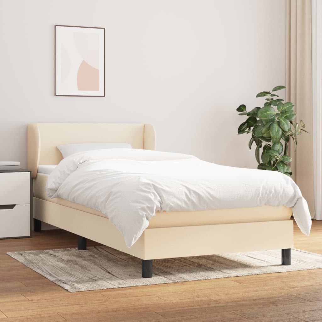 Boxspringbett mit Matratze Creme 90x190 cm Stoff