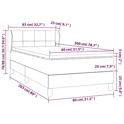 Boxspringbett mit Matratze Hellgrau 80x200 cm Stoff