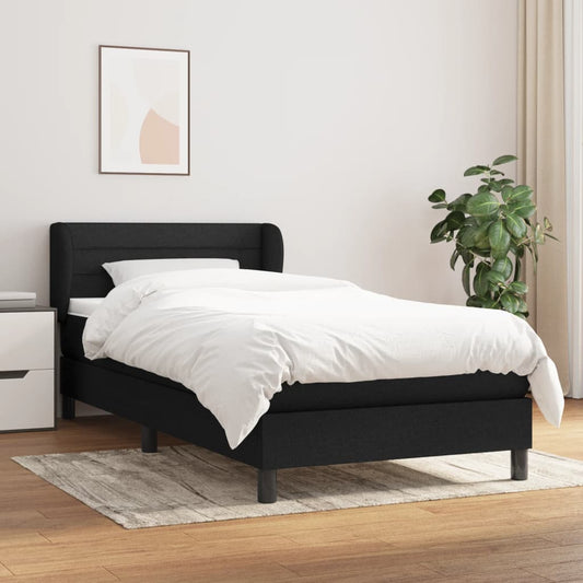 Lit à sommier tapissier avec matelas tissu noir 100x200 cm