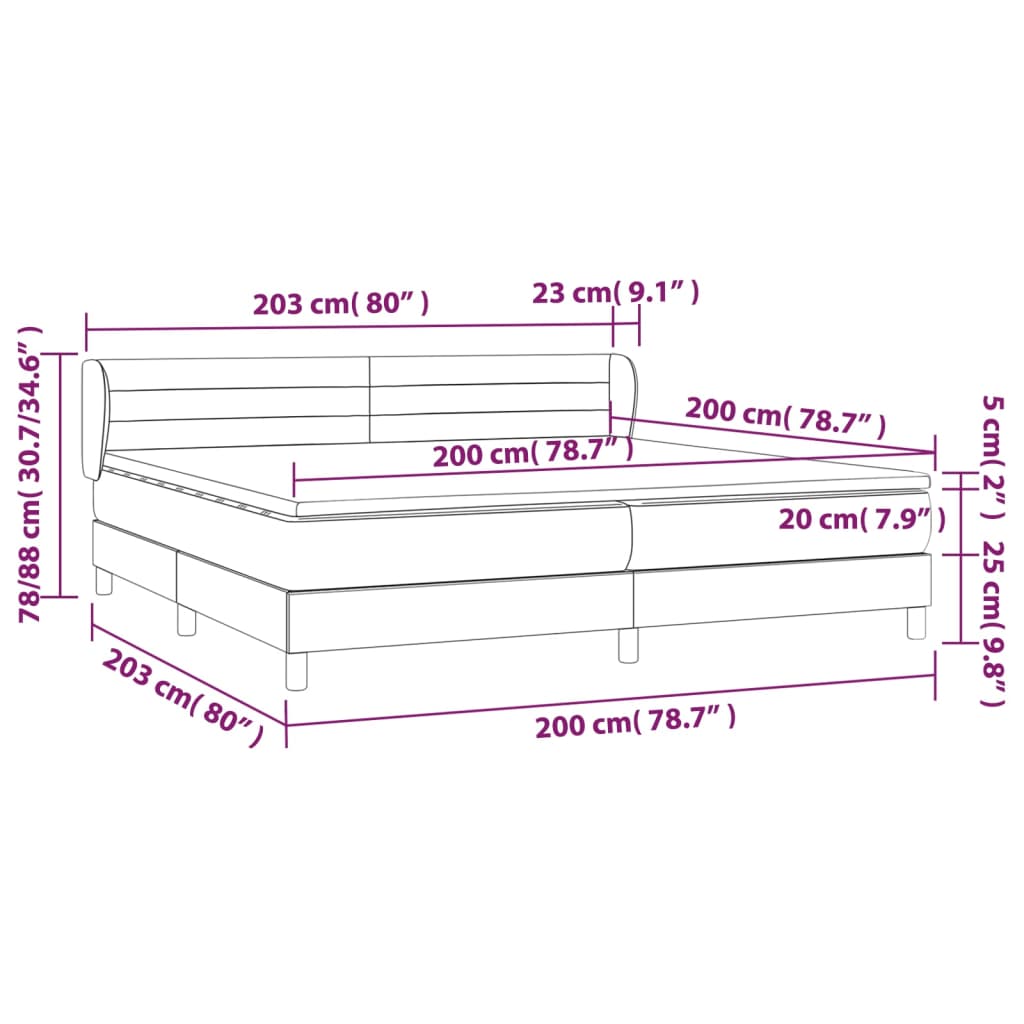 Lit à sommier tapissier avec matelas tissu noir 200x200 cm