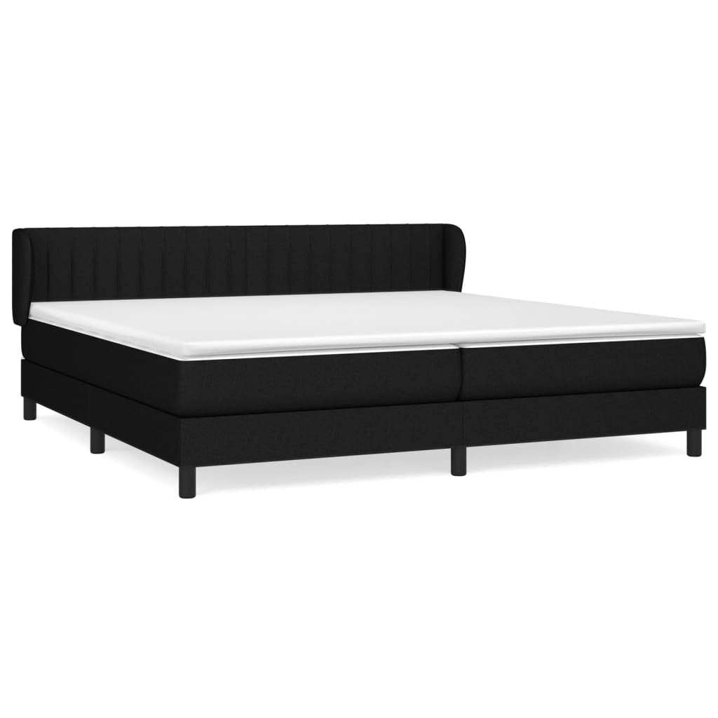 Lit à sommier tapissier avec matelas tissu noir 200x200 cm