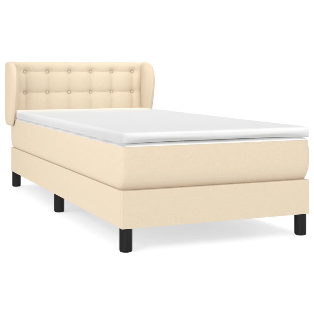 Boxspringbett mit Matratze Creme 90x200 cm Stoff