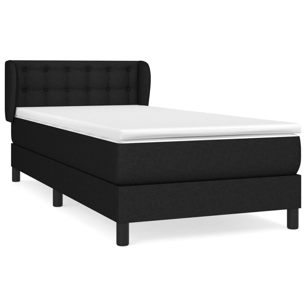 Lit à sommier tapissier avec matelas tissu noir 100x200 cm