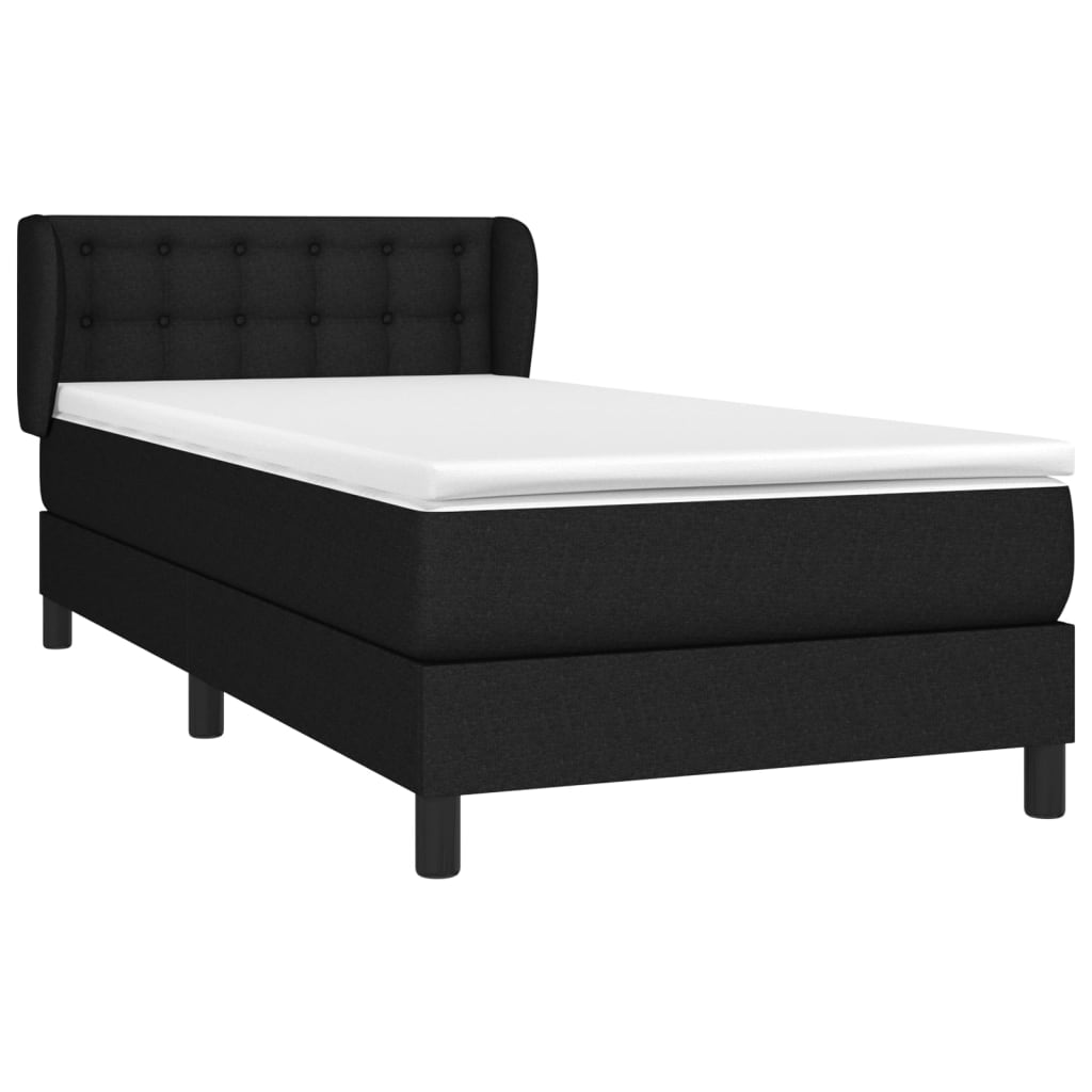 Lit à sommier tapissier avec matelas tissu noir 100x200 cm