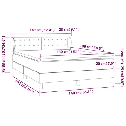 Boxspringbett mit Matratze Blau 140x190 cm Stoff