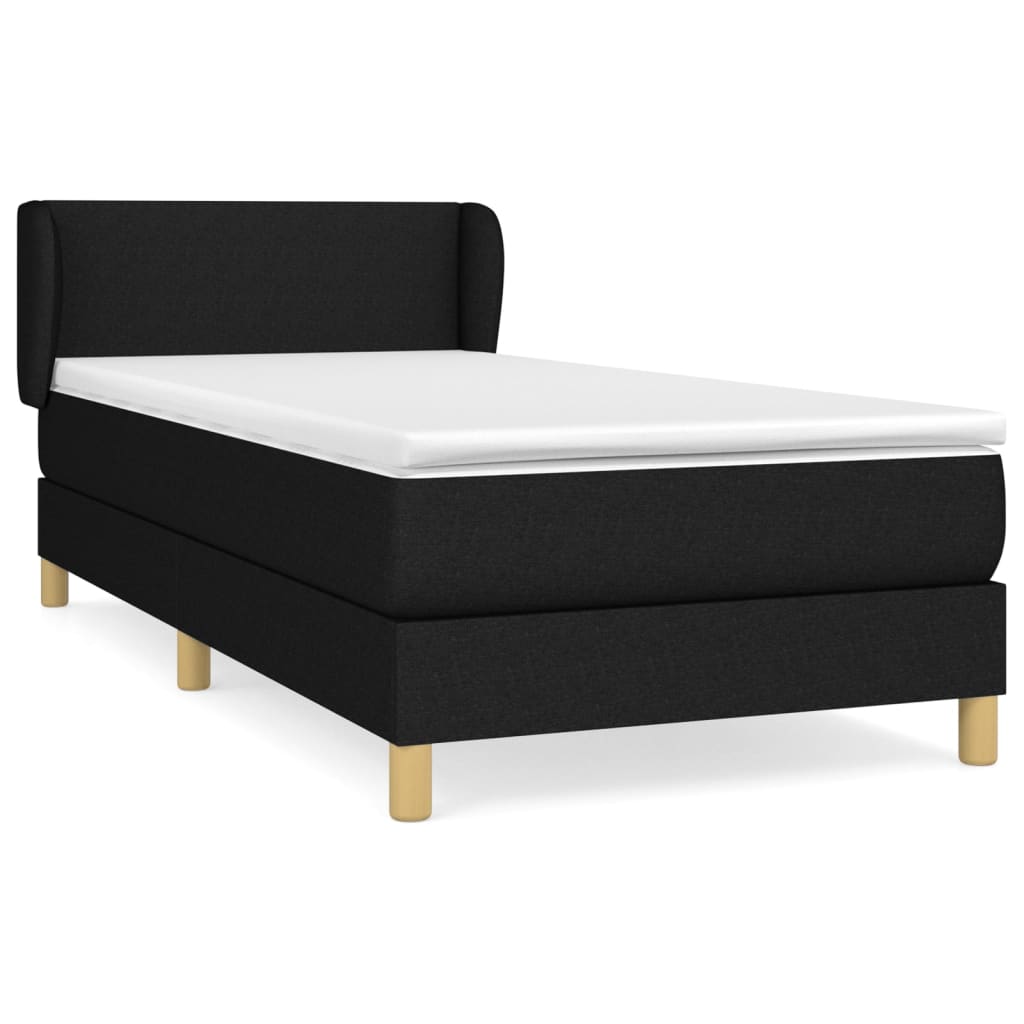 Lit à sommier tapissier avec matelas tissu noir 100x200 cm