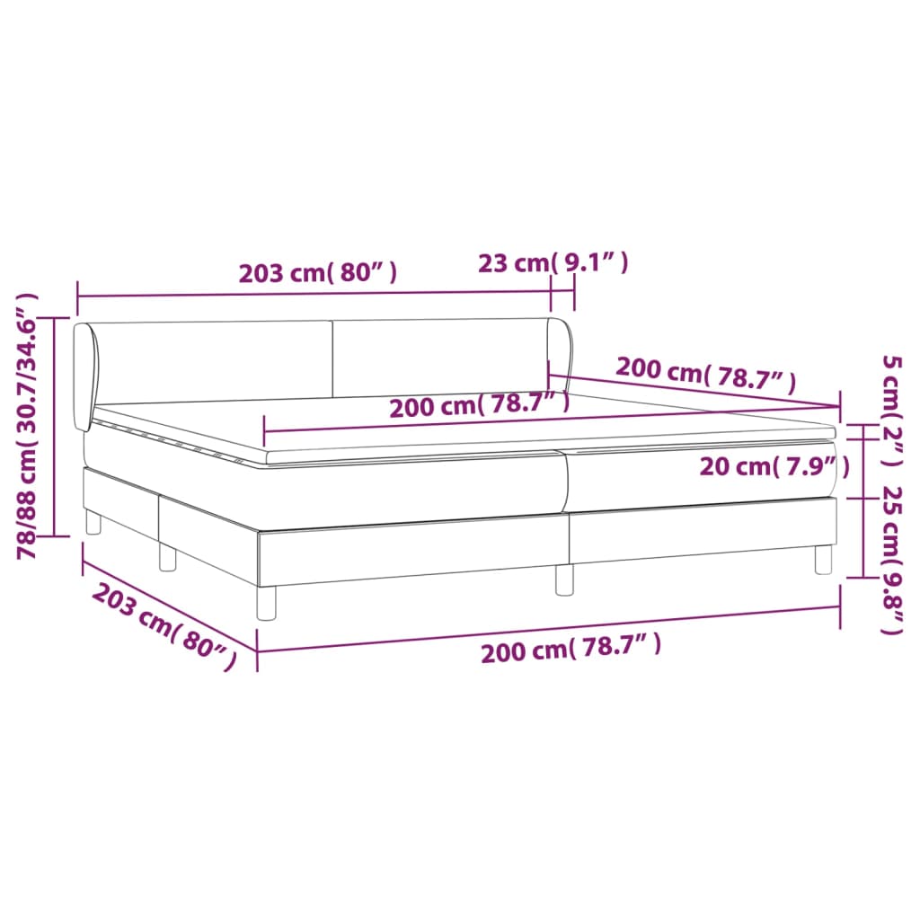 Boxspringbett mit Matratze Dunkelgrau 200x200 cm Stoff