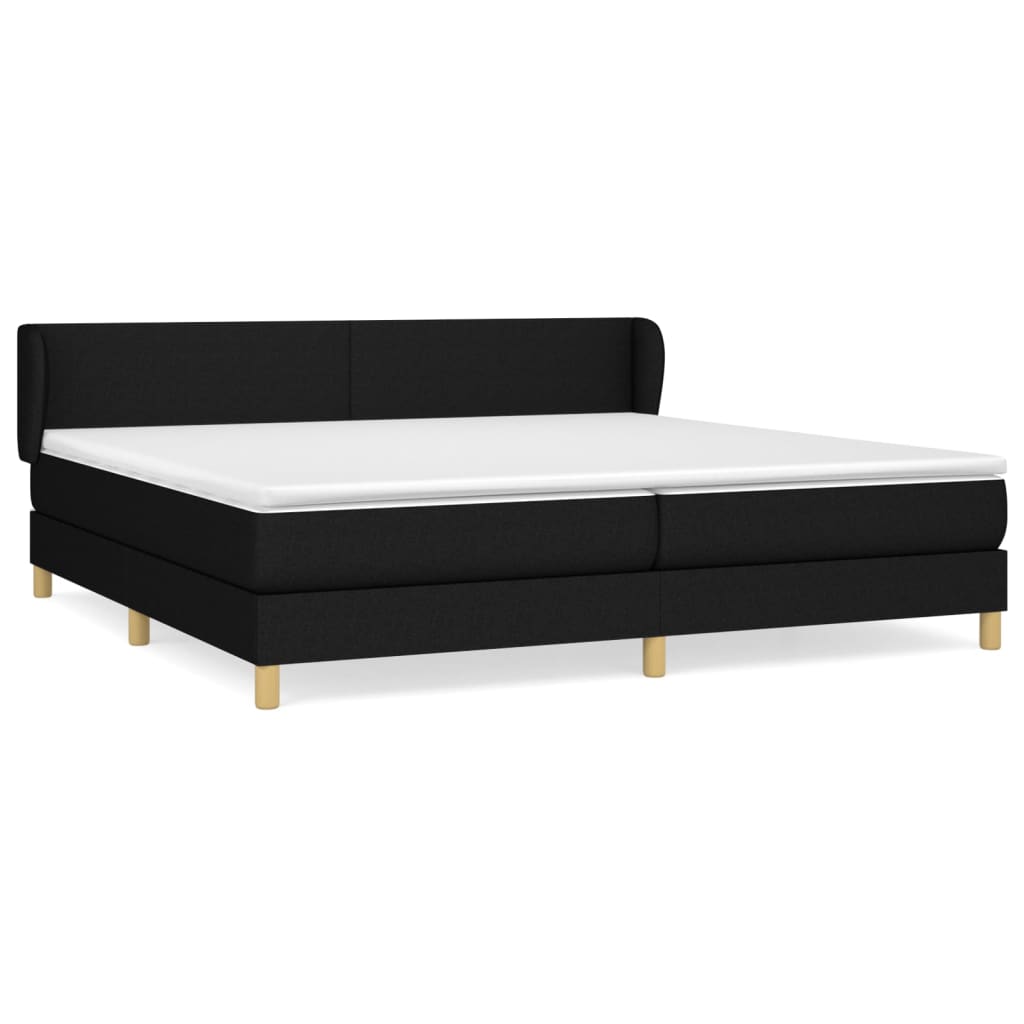Lit à sommier tapissier avec matelas tissu noir 200x200 cm