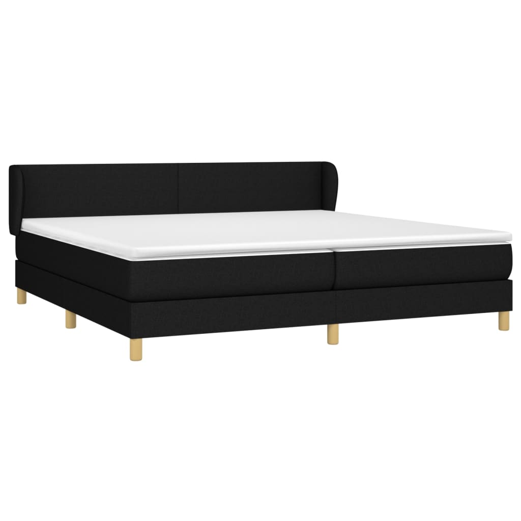 Lit à sommier tapissier avec matelas tissu noir 200x200 cm