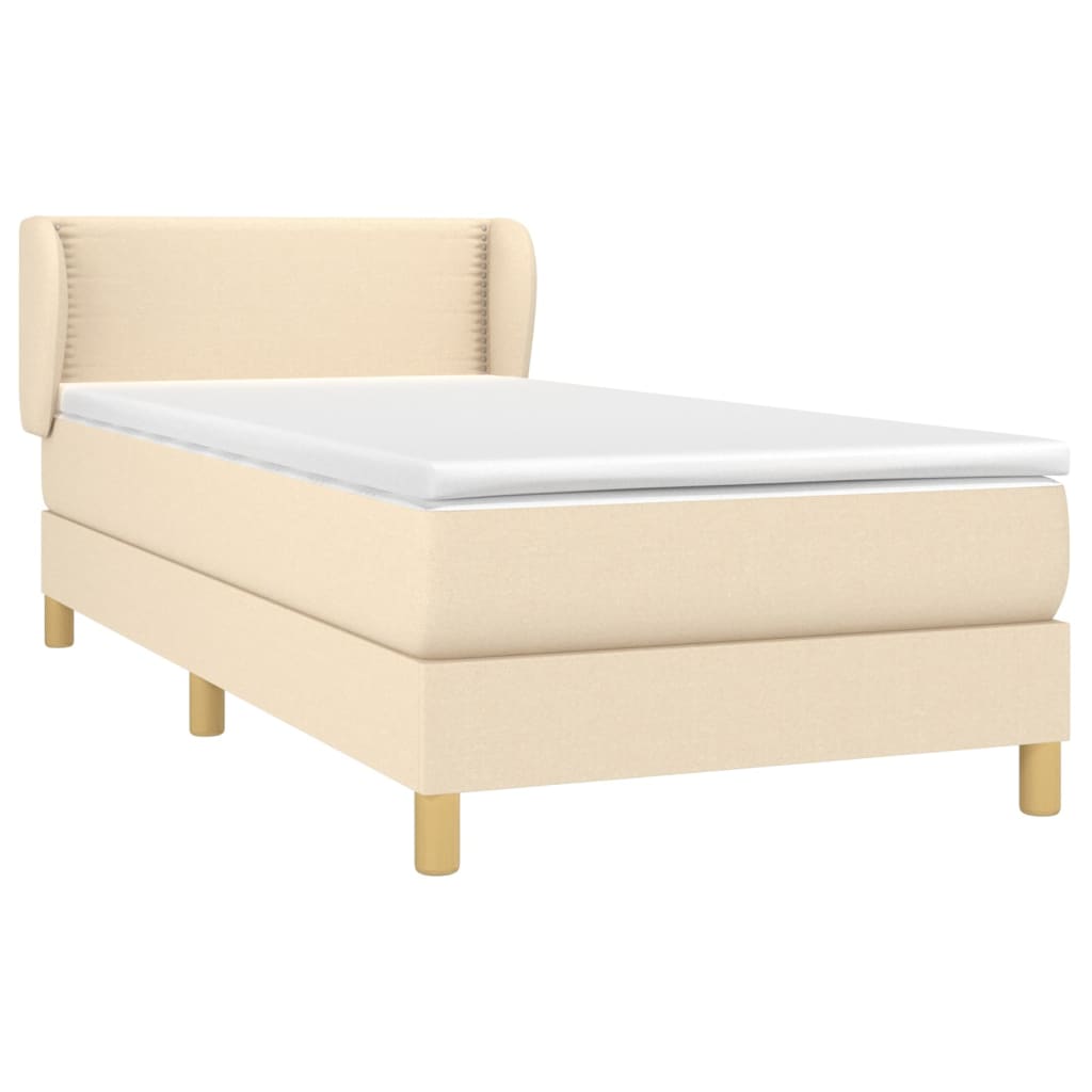 Boxspringbett mit Matratze Creme 90x200 cm Stoff