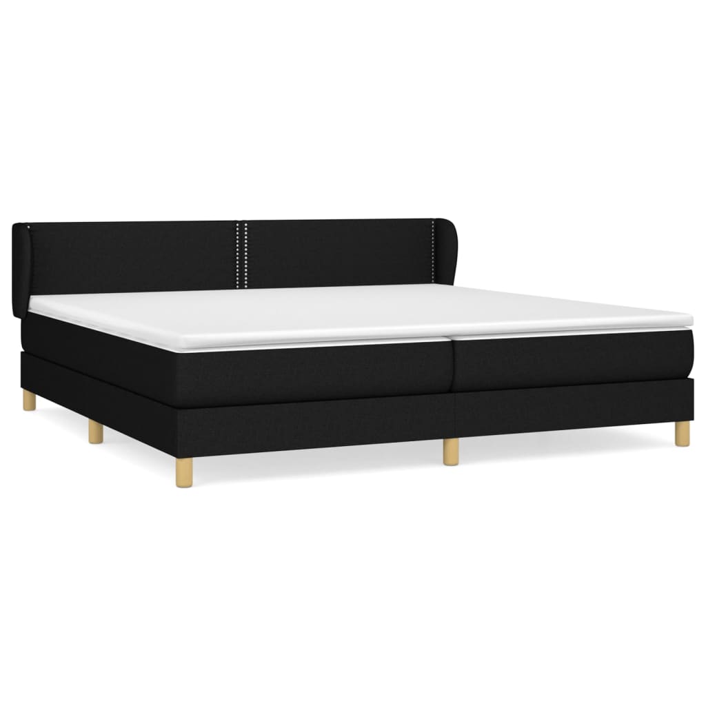 Lit à sommier tapissier avec matelas tissu noir 200x200 cm