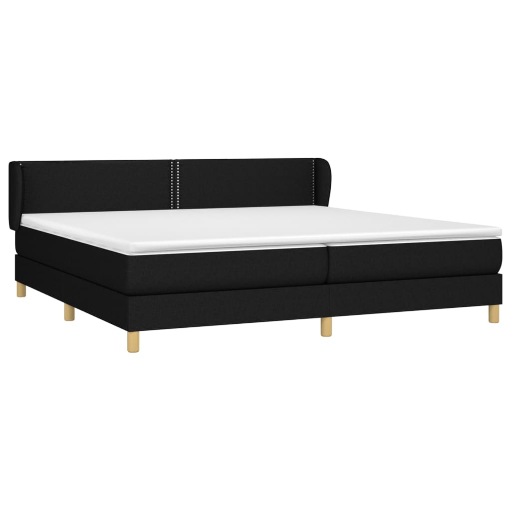 Lit à sommier tapissier avec matelas tissu noir 200x200 cm