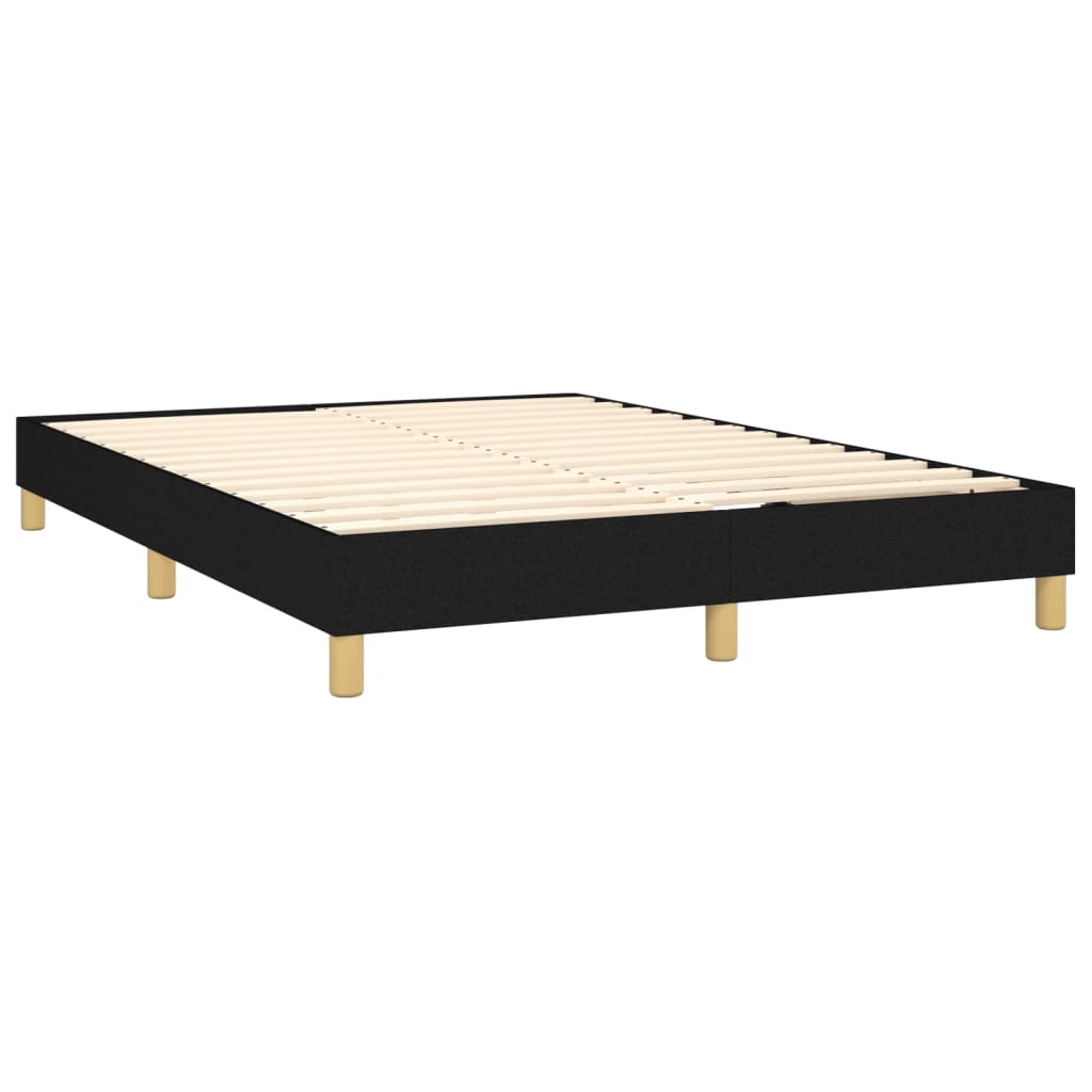 Lit à sommier tapissier avec matelas en tissu noir 140x190 cm