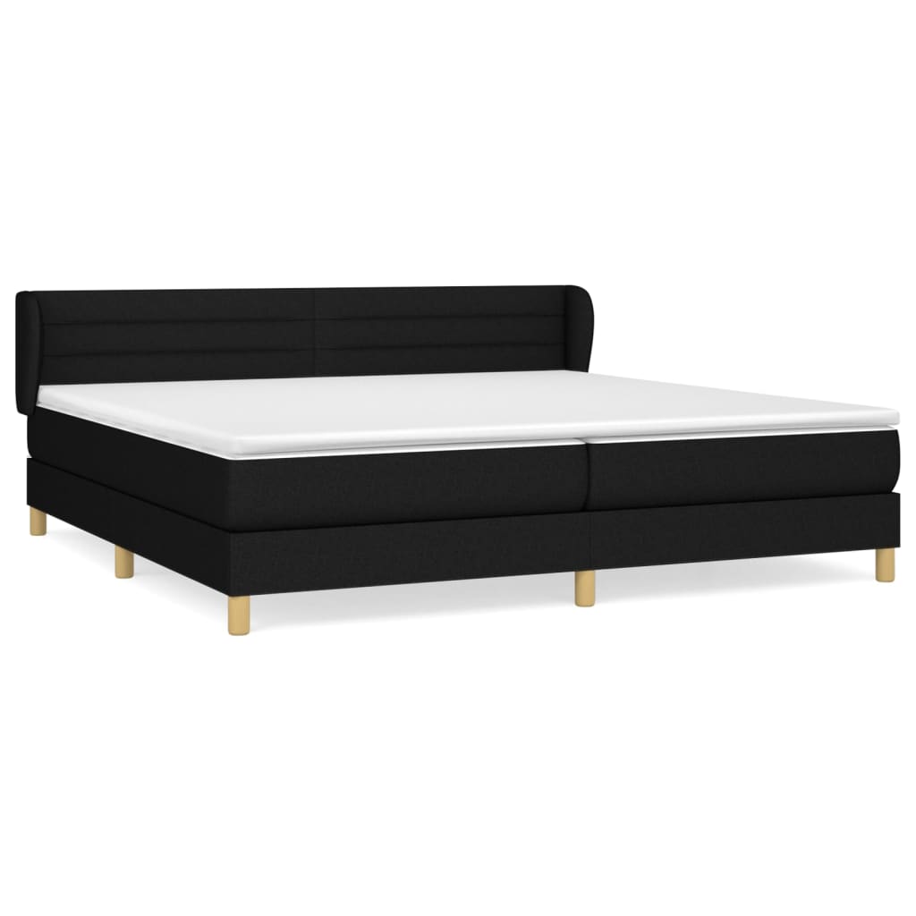 Lit à sommier tapissier avec matelas tissu noir 200x200 cm