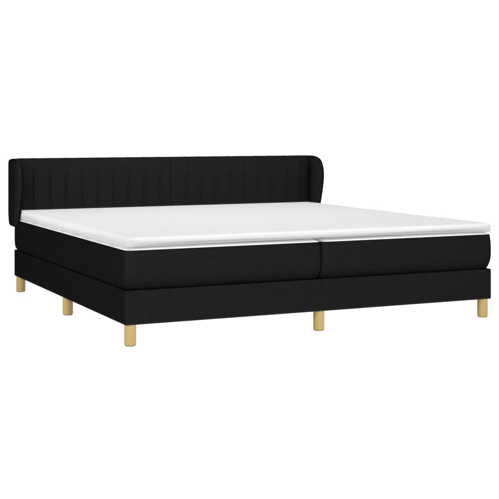 Lit à sommier tapissier avec matelas tissu noir 200x200 cm