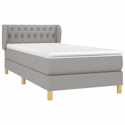 Boxspringbett mit Matratze Hellgrau 90x190 cm Stoff
