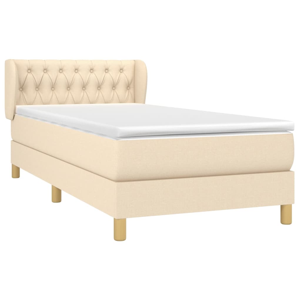 Boxspringbett mit Matratze Creme 90x200 cm Stoff