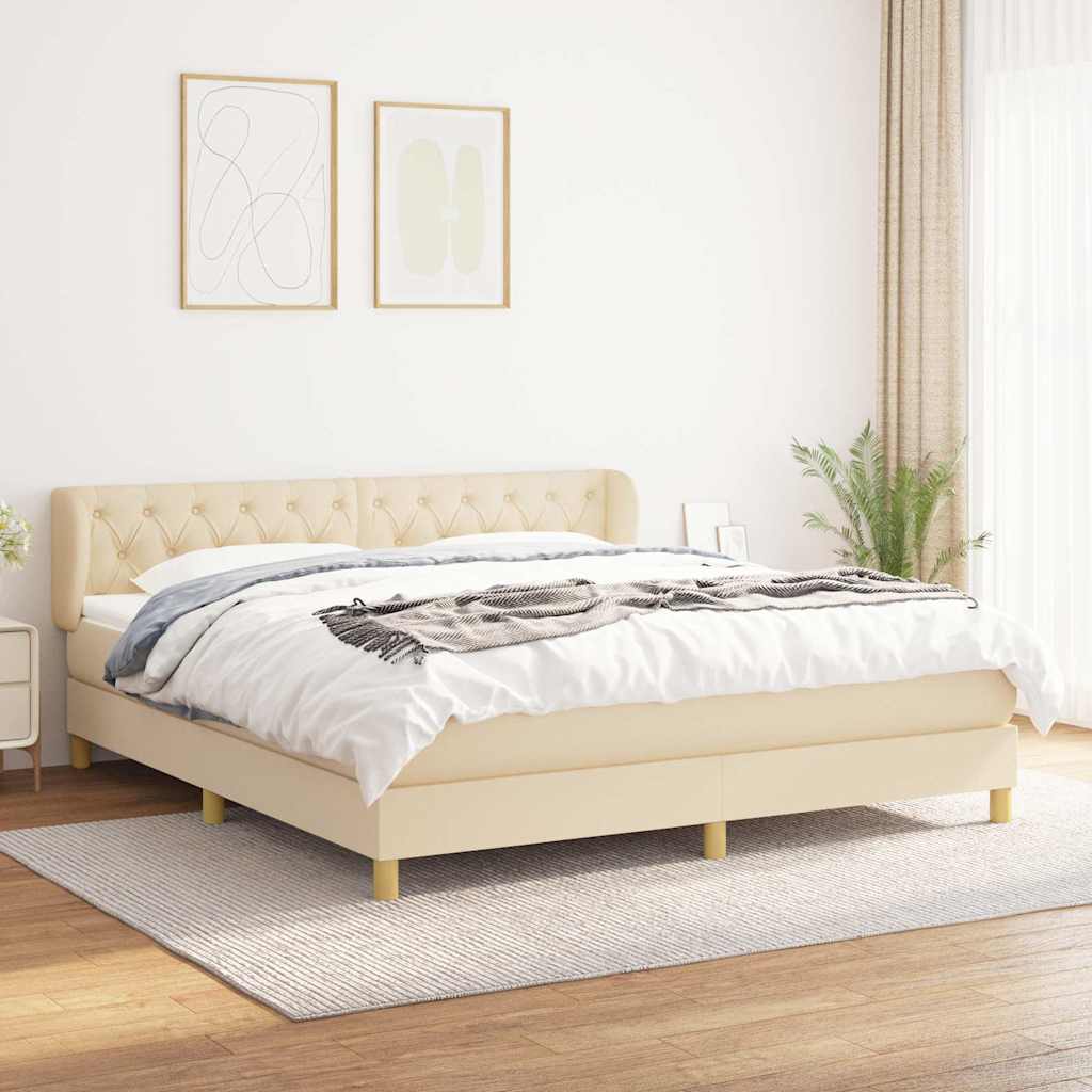 Boxspringbett mit Matratze Creme 160x200 cm Stoff