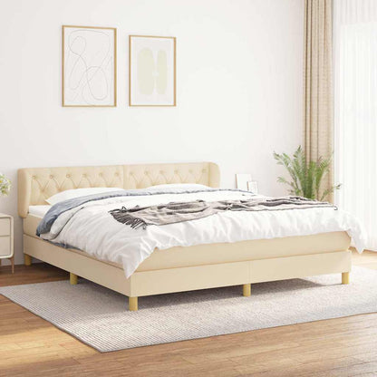 Boxspringbett mit Matratze Creme 160x200 cm Stoff