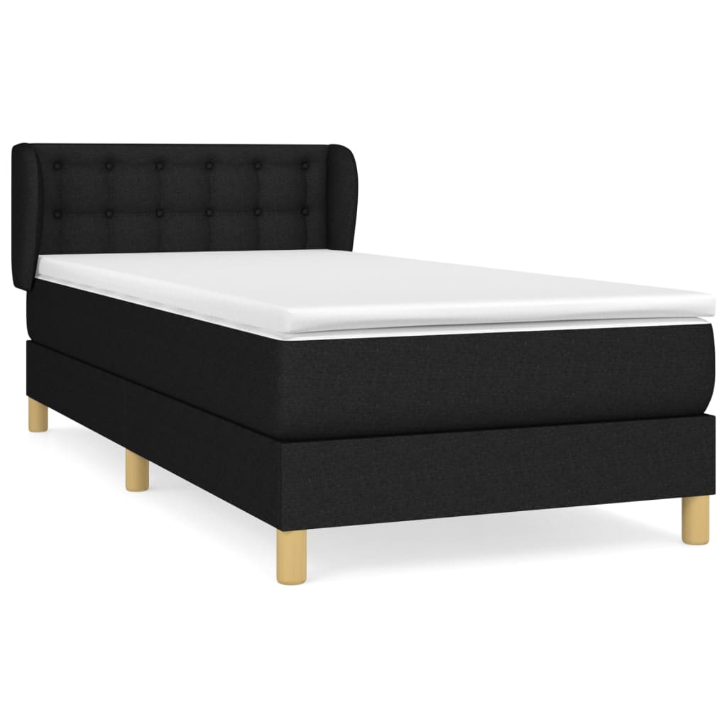 Lit à sommier tapissier avec matelas tissu noir 100x200 cm