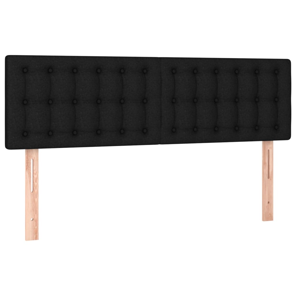 Lit à sommier tapissier avec matelas en tissu noir 140x190 cm