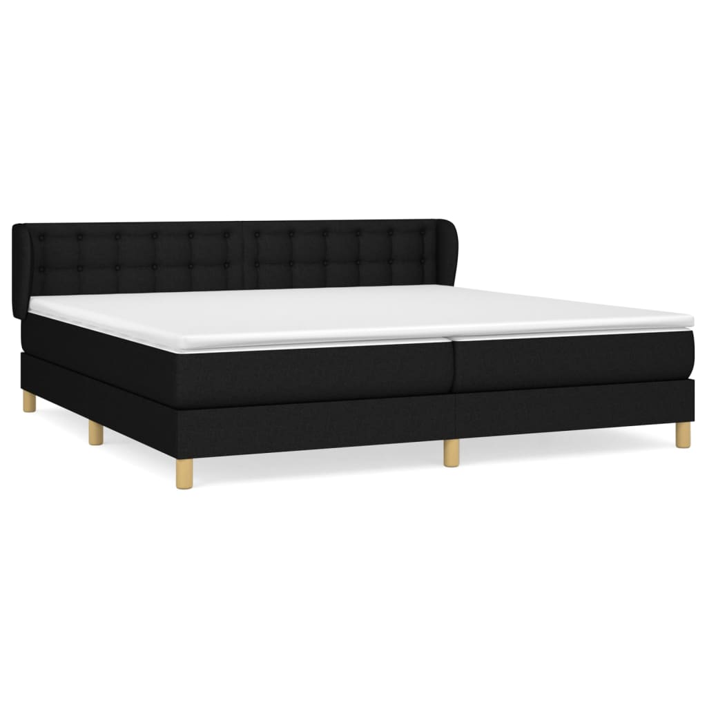 Lit à sommier tapissier avec matelas tissu noir 200x200 cm