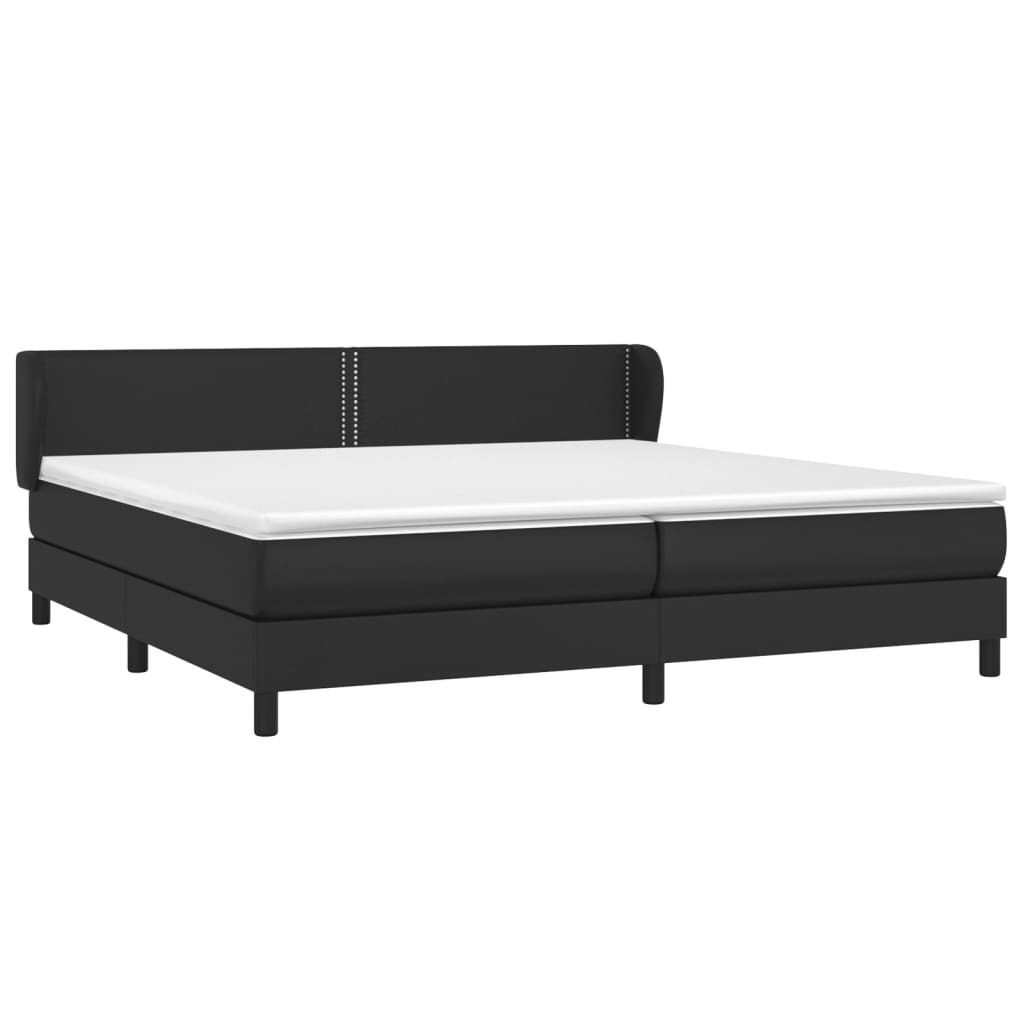 Sommier tapissier avec matelas noir 200x200 cm cuir artificiel
