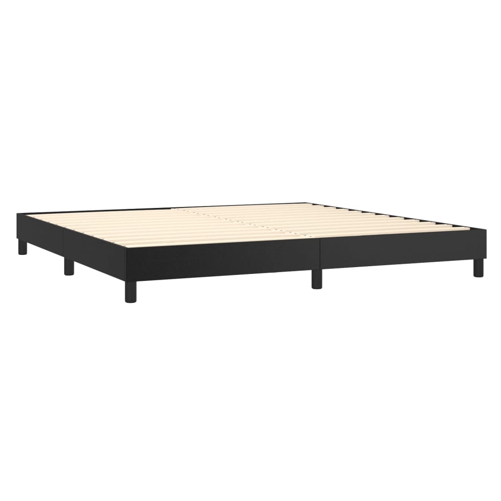 Sommier tapissier avec matelas noir 200x200 cm cuir artificiel