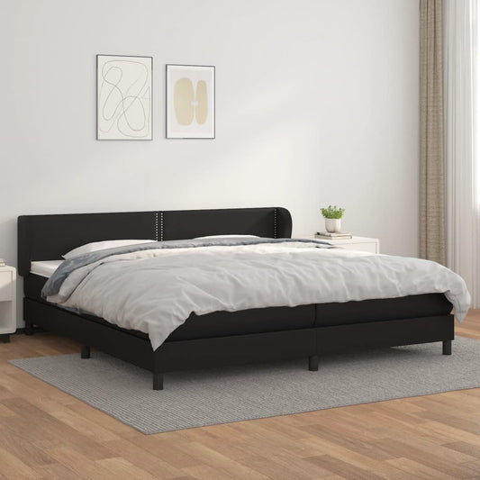 Sommier tapissier avec matelas noir 200x200 cm cuir artificiel