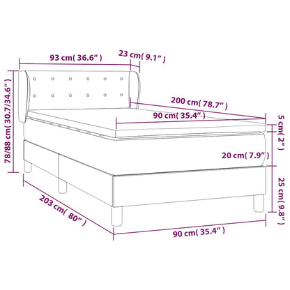 Boxspringbett mit Matratze Grau 90x200 cm Kunstleder