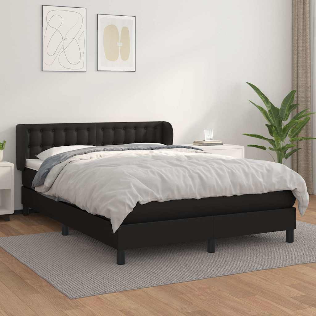 Boxspringbett mit Matratze Schwarz 140x200 cm Kunstleder