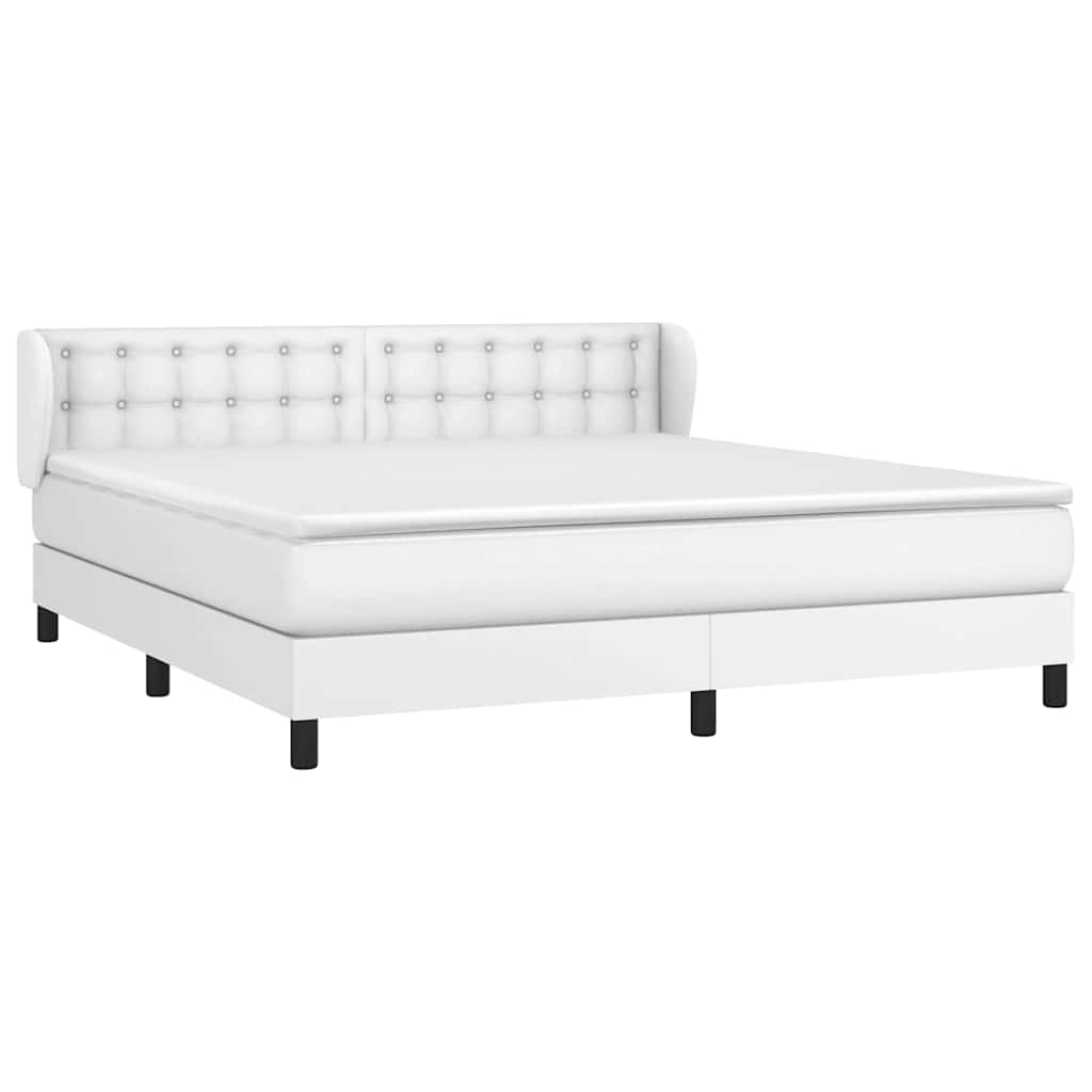 Boxspringbett mit Matratze Weiß 160x200 cm Kunstleder