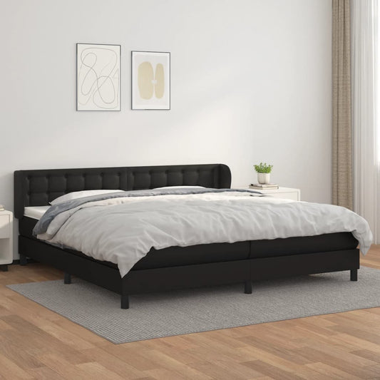 Sommier tapissier avec matelas noir 200x200 cm cuir artificiel