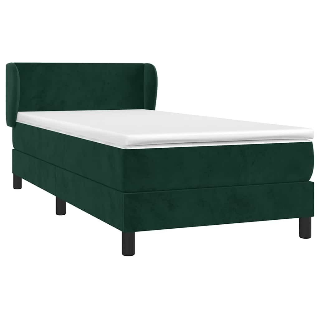 Boxspringbett mit Matratze Dunkelgrün 90x200 cm Samt