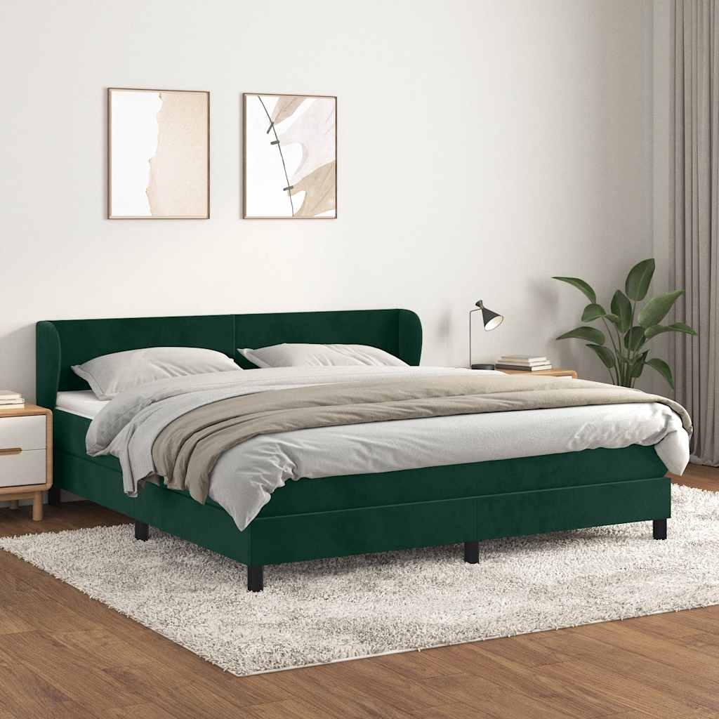Boxspringbett mit Matratze Dunkelgrün 160x200 cm Samt